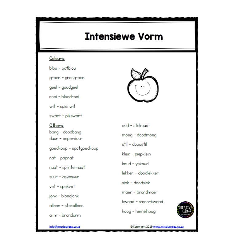 Intensiewe Vorm - Black And White - Learning With Mrs Du Preez